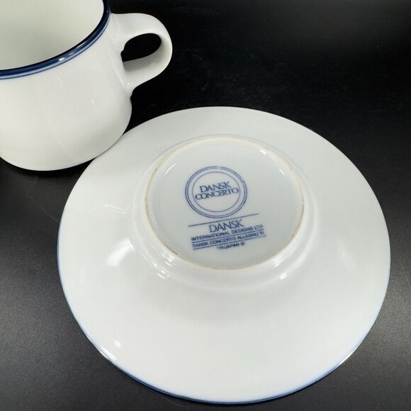 Dansk Concerto Allegro Blue Teacup And Saucer Set Mug Cup Portugal Ceramic White - Picture 10 of 16